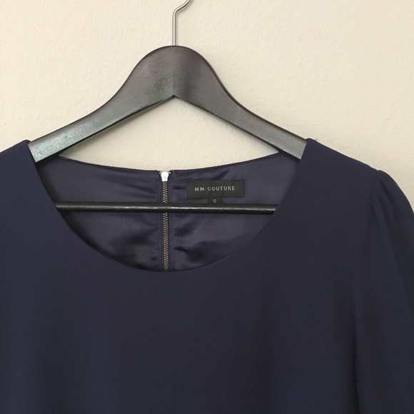 MM Couture Bell Sleeve Sequin Navy Dress - Small - Picture 3 of 6